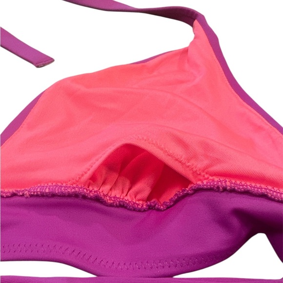 Victorias Secret Halter Neck Bikini Top Fuchsia Stretchy Fabric Womens Size L - Picture 6 of 9